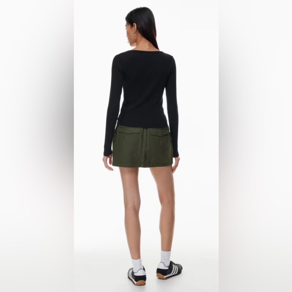 TNA Aritzia PINK HomeStretch Henley Waffle Knit Long Sleeve Crop Thermal Top Lrg - Picture 4 of 10